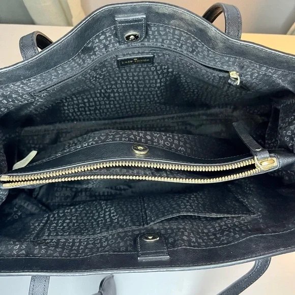 Kate Spade Maiden Way Saffiano Clarke Black Leather Large Tote Laptop Bag - Picture 9 of 12